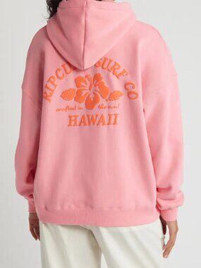 Rip Curl Hawaii Hibiscus Heat Graphic Hoodie Hooded Sweater Surf Pink Sz Medium